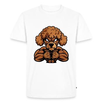 Caniche Chien Muscles Fitness - T-shirt Premium bio Homme - blanc - Devant - Nico (187cm)