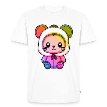 Mouse Winter Animal Colorful Comic - Men's Premium Organic T-Shirt - white - Front - Nico (187cm)