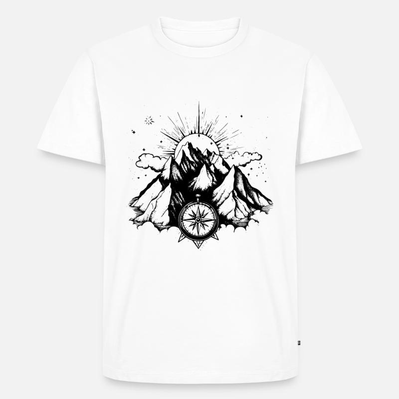 Berge Kompass Symbol - Männer Premium Bio T-Shirt - Weiß