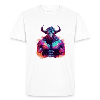 Bull Bull Muscles Bodybuilding Beast - Men's Premium Organic T-Shirt - white - Front - Nico (187cm)