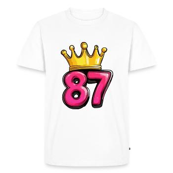 87 Nombre Couronne - T-shirt Premium bio Homme - blanc - Devant - Nico (187cm)