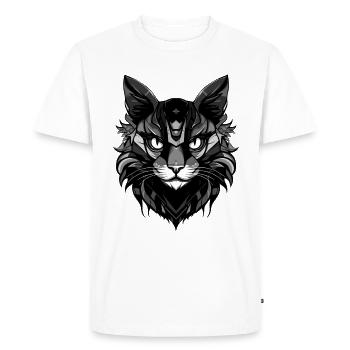 Cat Head - Men's Premium Organic T-Shirt - white - Front - Nico (187cm)