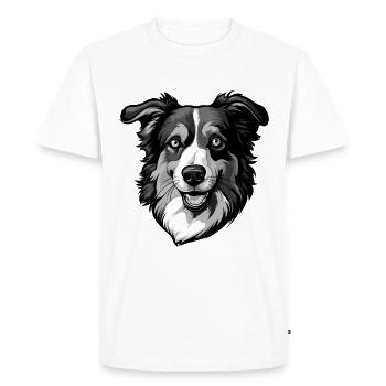 Border Collie Dog Head - Men's Premium Organic T-Shirt - white - Front - Nico (187cm)