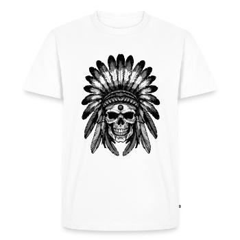 Apache Indian Skull - Men's Premium Organic T-Shirt - white - Front - Nico (187cm)