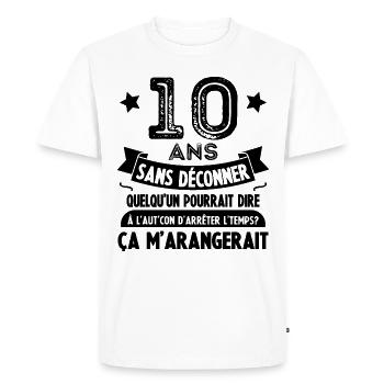 10 ans anniversaire 10 anniversaire cadeau 10 ans - T-shirt Premium bio Homme - blanc - Devant - Nico (187cm)