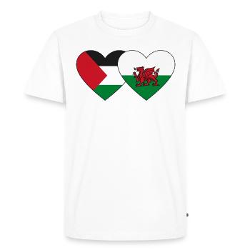 Drapeau Palestine Pays de Galles Coeur - T-shirt Premium bio Homme - blanc - Devant - Nico (187cm)