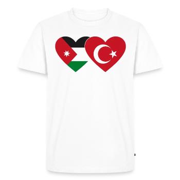 Jordanie Turquie Drapeau Coeur - T-shirt Premium bio Homme - blanc - Devant - Nico (187cm)