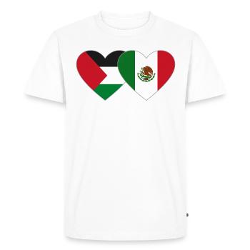 Palestine Mexique Drapeau Coeur - T-shirt Premium bio Homme - blanc - Devant - Nico (187cm)