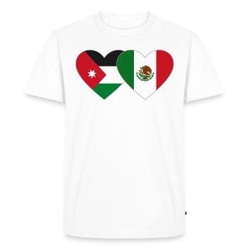 Jordanie Mexique Drapeau Coeur - T-shirt Premium bio Homme - blanc - Devant - Nico (187cm)