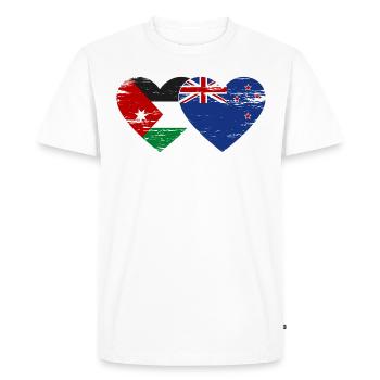 Jordan New Zealand Flag Heart Used - Men's Premium Organic T-Shirt - white - Front - Nico (187cm)