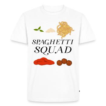 Spaghetti Squad Noodles Pasta Fan Funny Quote - Men's Premium Organic T-Shirt - white - Front - Nico (187cm)