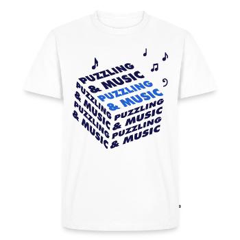 Puzzling and Music Notes Musician Jigsaw - Men's Premium Organic T-Shirt - white - Front - Nico (187cm)