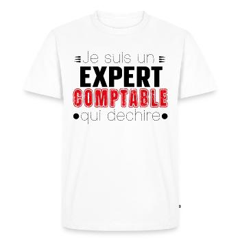 Expert Comptable Comptabilité Cadeau Homme Humour - T-shirt Premium bio Homme - blanc - Devant - Nico (187cm)