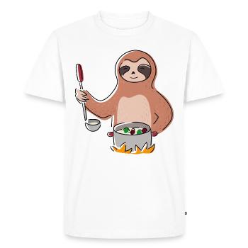 Sloth Cooking Cute Sloth Chef Lazy Forest Animal - Men's Premium Organic T-Shirt - white - Front - Nico (187cm)
