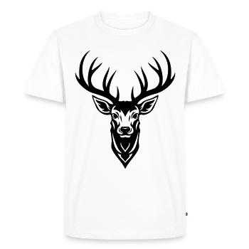 Deer Silhouette Head Antlers - Men's Premium Organic T-Shirt - white - Front - Nico (187cm)