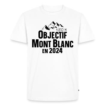 2024 Mont Blanc Montagne France Suisse Italie - T-shirt Premium bio Homme - blanc - Devant - Nico (187cm)