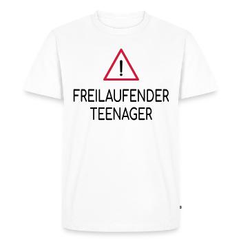 Beware of free-roaming teenagers - Men's Premium Organic T-Shirt - white - Front - Nico (187cm)