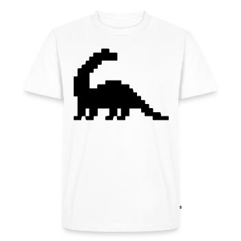 Dinosaure Brontosaure Pixel - T-shirt Premium bio Homme - blanc - Devant - Nico (187cm)