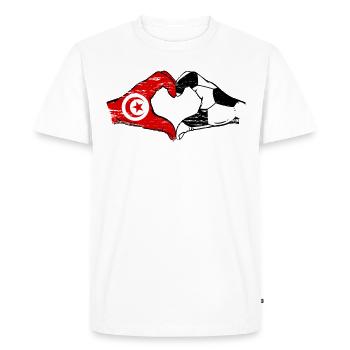 Tunisia Football Flag Hands Heart Shape Used - Men's Premium Organic T-Shirt - white - Front - Nico (187cm)