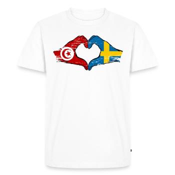 Tunisie Suède drapeau mains forme de coeur utilisé - T-shirt Premium bio Homme - blanc - Devant - Nico (187cm)