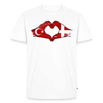 Tükei Danemark drapeau mains forme de coeur utilisé - T-shirt Premium bio Homme - blanc - Devant - Nico (187cm)