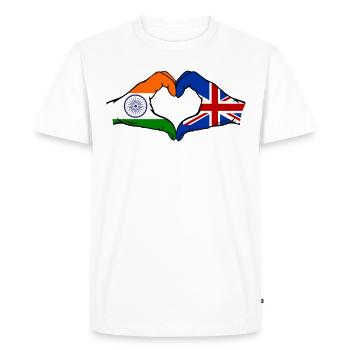India Great Britain Flag Hands Heart Shape - Men's Premium Organic T-Shirt - white - Front - Nico (187cm)