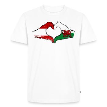 Autriche Pays de Galles drapeau mains forme coeur utilisé - T-shirt Premium bio Homme - blanc - Devant - Nico (187cm)