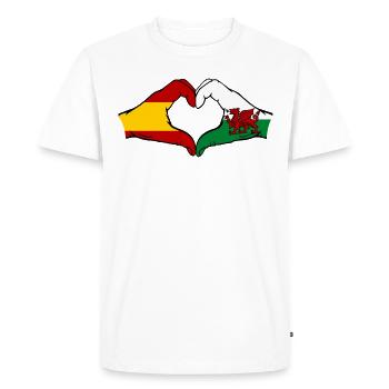 Spain Wales Flag Hands Heart Shape - Men's Premium Organic T-Shirt - white - Front - Nico (187cm)