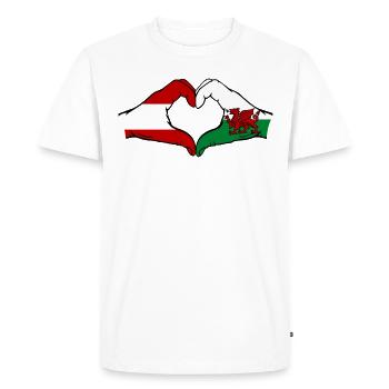 Autriche Pays de Galles Drapeau Mains Coeur Forme - T-shirt Premium bio Homme - blanc - Devant - Nico (187cm)