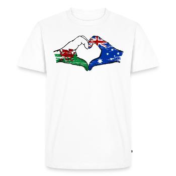 Pays de Galles Australie drapeau mains forme de coeur utilisé - T-shirt Premium bio Homme - blanc - Devant - Nico (187cm)