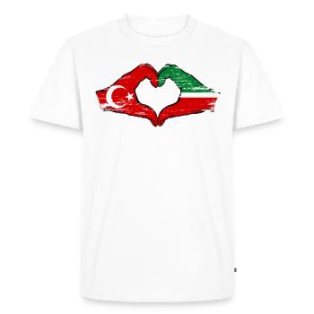 Turquie Tatarstan drapeau mains forme de coeur utilisé - T-shirt Premium bio Homme - blanc - Devant - Nico (187cm)