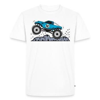 Monster Truck Birthday 12 Turquoise - Men's Premium Organic T-Shirt - white - Front - Nico (187cm)