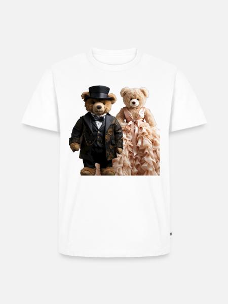 Two teddy bears newly married - Men's Premium Organic T-Shirt - white