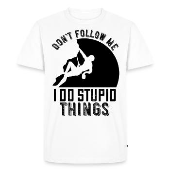 Ne me suivez pas! Je fais des choses stupides - grimper - T-shirt Premium bio Homme - blanc - Devant - Nico (187cm)