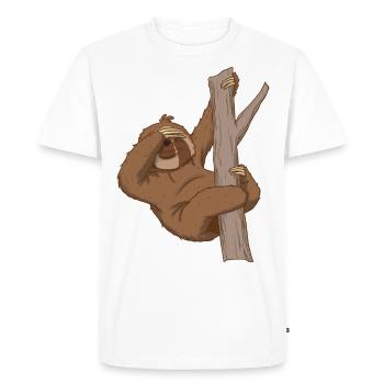 Drôle de paresseux Facepalm - T-shirt Premium bio Homme - blanc - Devant - Nico (187cm)