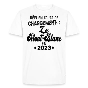 2023 Mont Blanc Montagne France Suisse Italie - T-shirt Premium bio Homme - blanc - Devant - Nico (187cm)