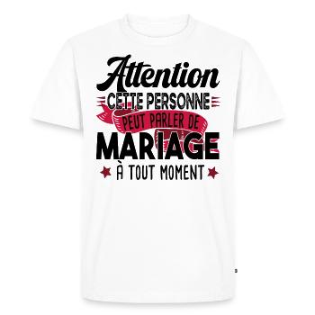 Mariage Fiançailles Couple Cadeau Amour Marié - T-shirt Premium bio Homme - blanc - Devant - Nico (187cm)