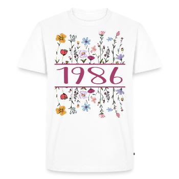1986 Légendaire Depuis 1986 Anniversaire 1986 Femmes - T-shirt Premium bio Homme - blanc - Devant - Nico (187cm)