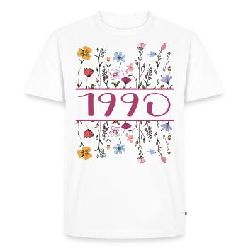 1990 Légendaire Depuis 1990 Anniversaire 1990 Femmes - T-shirt Premium bio Homme - blanc - Devant - Nico (187cm)