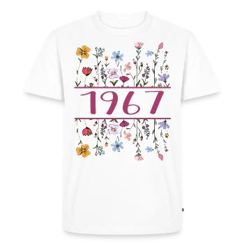 1967 Légendaire Depuis 1967 Anniversaire 1967 Femmes - T-shirt Premium bio Homme - blanc - Devant - Nico (187cm)