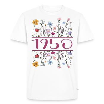 1950 Légendaire Depuis 1950 Anniversaire 1950 Femmes - T-shirt Premium bio Homme - blanc - Devant - Nico (187cm)
