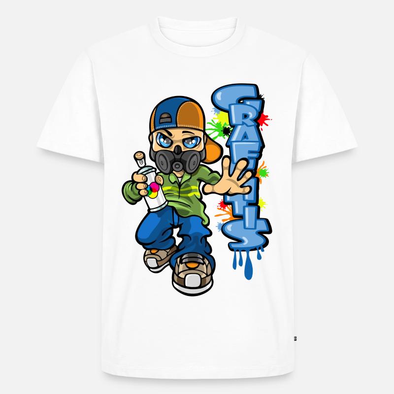 B-Boy und Graffiti - Männer Premium Bio T-Shirt - Weiß
