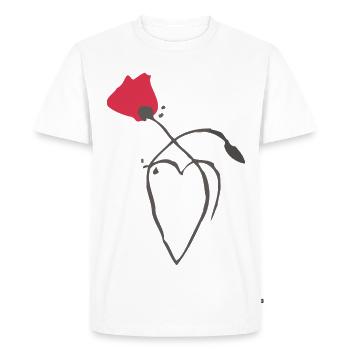 coquelicot et coeur - T-shirt Premium bio Homme - blanc - Devant - Nico (187cm)