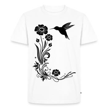 Motif floral avec des fleurs et colibris. - T-shirt Premium bio Homme - blanc - Devant - Nico (187cm)
