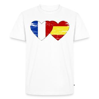 France Espagne Drapeau Mains Coeur Forme Utilisé - T-shirt Premium bio Homme - blanc - Devant - Nico (187cm)