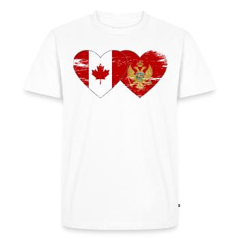 Drapeau du Canada Monténégro Coeur utilisé - T-shirt Premium bio Homme - blanc - Devant - Nico (187cm)