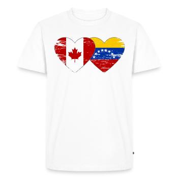 Drapeau Canada Venezuela coeur utilisé - T-shirt Premium bio Homme - blanc - Devant - Nico (187cm)