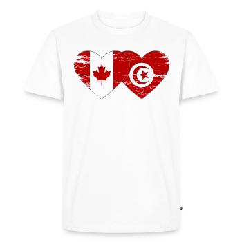 Drapeau du Canada Tunisie coeur utilisé - T-shirt Premium bio Homme - blanc - Devant - Nico (187cm)