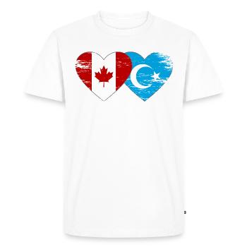 Drapeau du Canada ouïghour coeur utilisé - T-shirt Premium bio Homme - blanc - Devant - Nico (187cm)