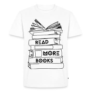 Read More Books - Colour - Men's Premium Organic T-Shirt - white - Front - Nico (187cm)
